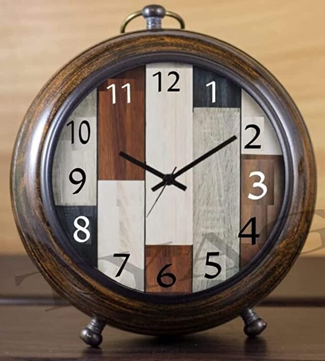 Tyagi Table Clock Antique Style Office Home Decor handicrafts Items Wedding Gift Bedroom Living Room Office Desk Clock