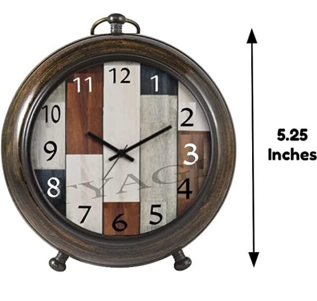 Tyagi Table Clock Antique Style Office Home Decor handicrafts Items Wedding Gift Bedroom Living Room Office Desk Clock