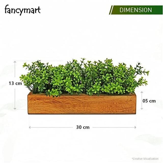 fancymart Artificial Gardenia Plant Bunch in Wood Planter, Home and Office Decor Plants for Decoration, Realistic Green Decorative for Interior, Living Room, Office Desk