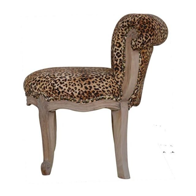 Artisan Furniture Chair, Wood, Sunbleach, Leopard Print Fabric, One Size