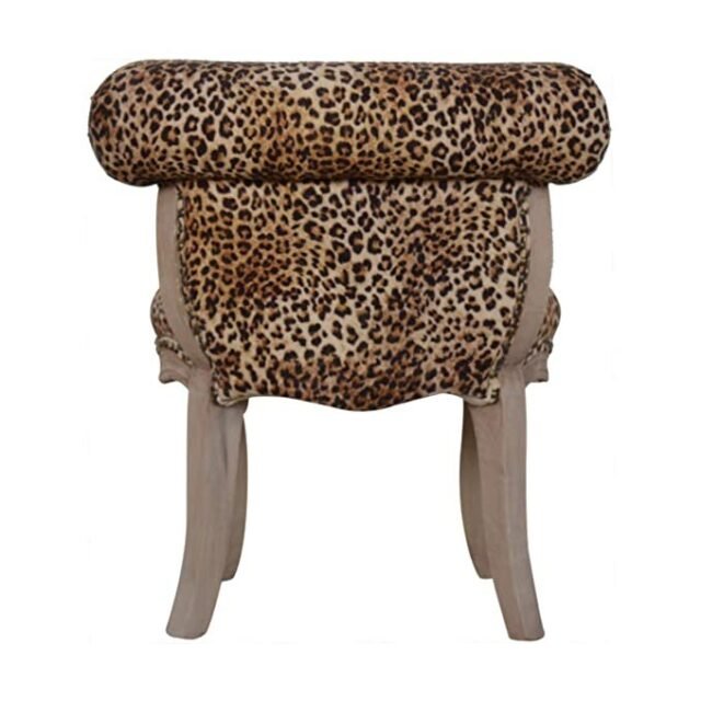 Artisan Furniture Chair, Wood, Sunbleach, Leopard Print Fabric, One Size