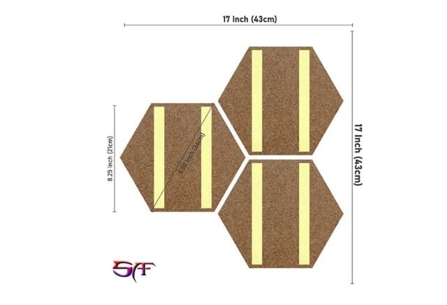 SAF Set of 3 Hexagon Modern Art Dancing MDF Board UV Textured Painting 17 Inch X 17 Inch SANFHXS30542