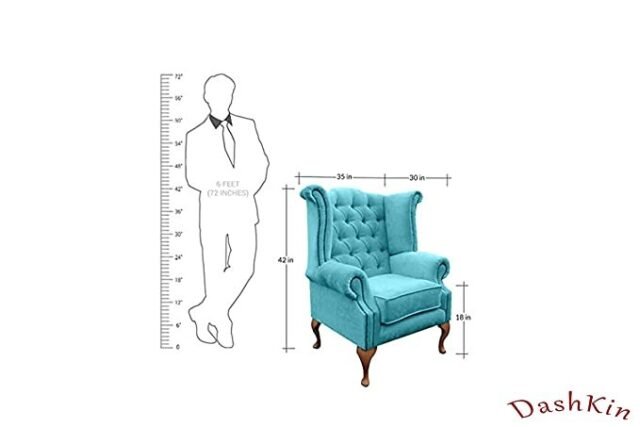 Dashkin Single Sofa Chair| Single Seater Sofa| Sofa Chair for Living Room| Wing Chair| Wing Chair for Living Room| Sofa Chair| Single Sofa| Lounge Chair| Sofa Single Seater| Arm Chair| Peacock Color|
