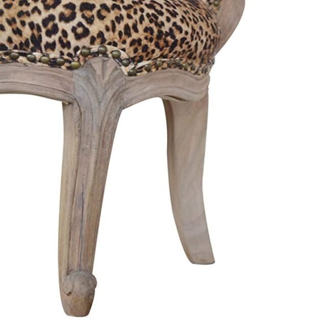 Artisan Furniture Chair, Wood, Sunbleach, Leopard Print Fabric, One Size