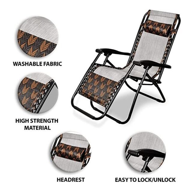 STAR WORK Zero Gravity Chair, Lawn Chair Recliner Lounge, Portable Camping Folding Beach Chair with Removable Pillow (Doublecolor)