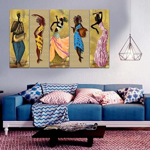 Maxstone Improve your place Nature Multiple Frames, Beautiful Folk Indian Dance Wall Painting- Multicolour, Big Size