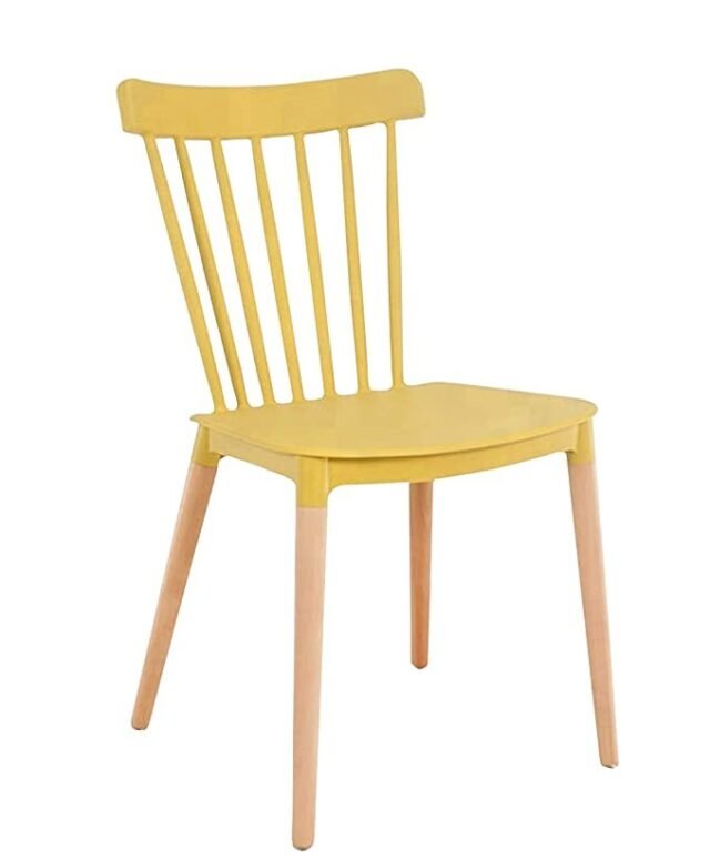 TIED RIBBONS Stylish Designer DSW Chair for Living Room Garden Patio Café Home Side Chair Office Accent Chair (Yellow, Set of 1)