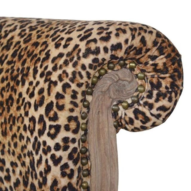 Artisan Furniture Chair, Wood, Sunbleach, Leopard Print Fabric, One Size