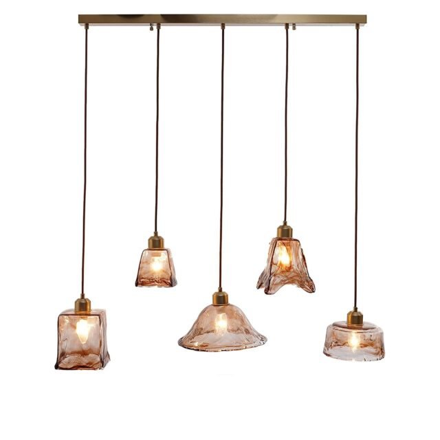 KAPOOR E-ILLUMINATIONS Larmes 5 Light Gold Glass & Metal Chandelier
