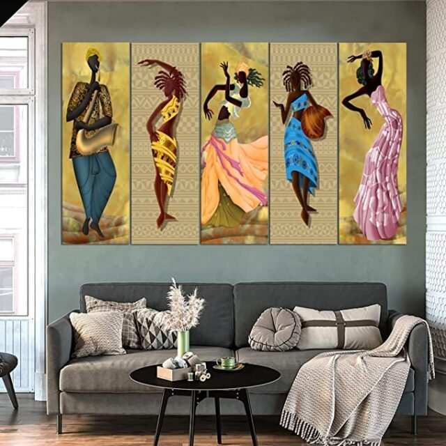 Maxstone Improve your place Nature Multiple Frames, Beautiful Folk Indian Dance Wall Painting- Multicolour, Big Size