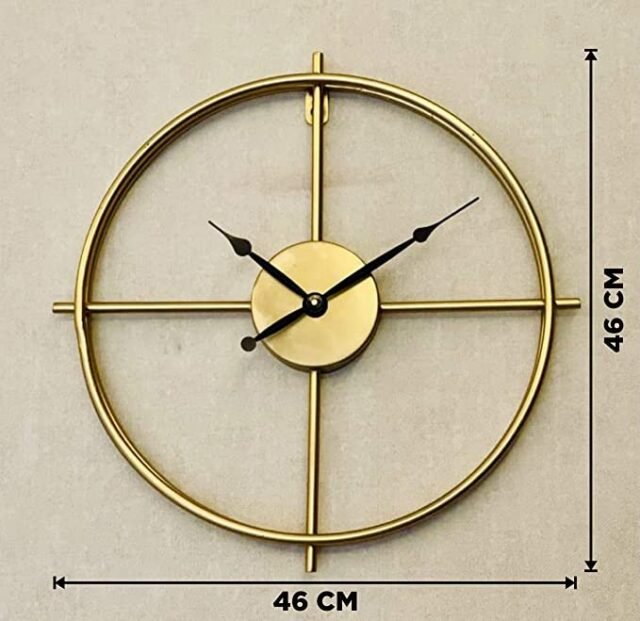 Urban Born Metal Wall Clock for Home and Hall 17 inches (44 x 44cm) Home Big Size Living Room Hall Bedroom Stylish Clock (Bronze Gold)