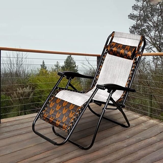 STAR WORK Zero Gravity Chair, Lawn Chair Recliner Lounge, Portable Camping Folding Beach Chair with Removable Pillow (Doublecolor)