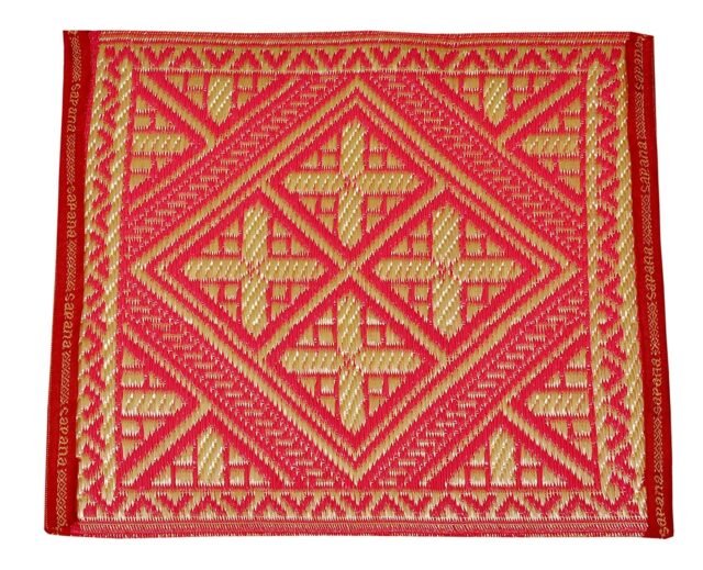 Sapana Mats Plastic Chatai (Pink , Ivory, 45 cm x 45 cm)