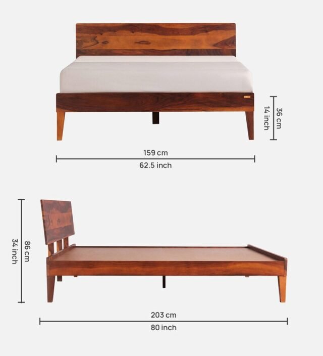 Bed G Queen Size bed In Honey Brown Colour
