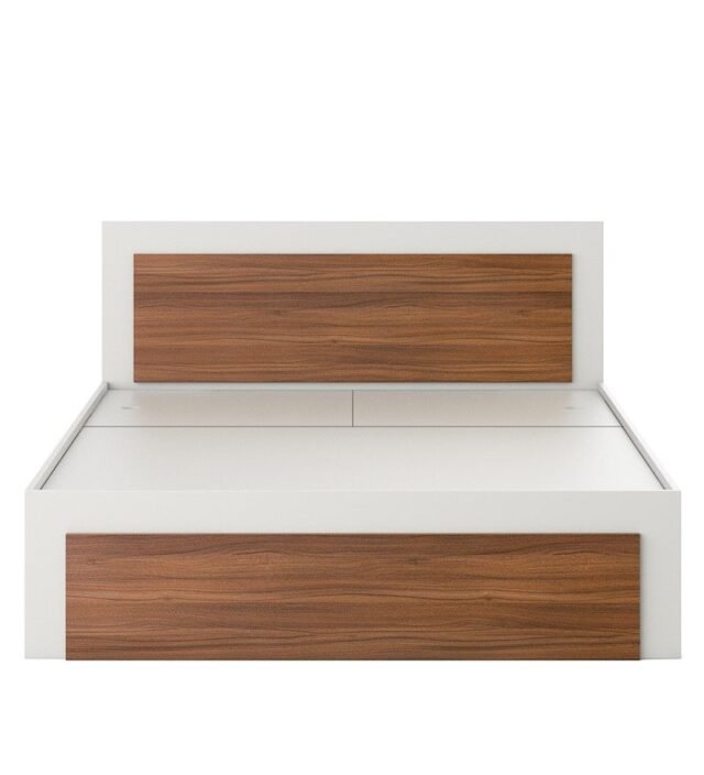 Dimora Queen Size Bed with Hydraulic Storage in Frosty White Colour