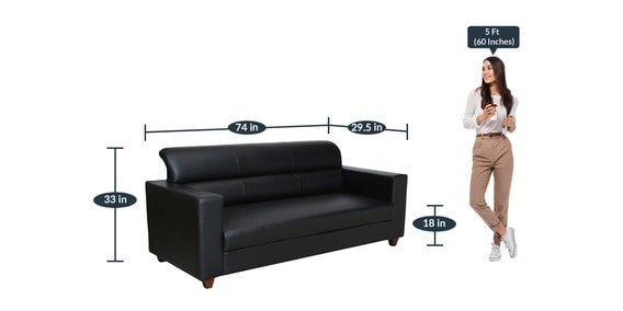Kawa 3 Seater Sofa in Metal Black Colour