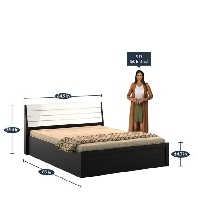 Kosmo Viva Queen Size Bed with Hydraulic Storage Natural Wenge finish