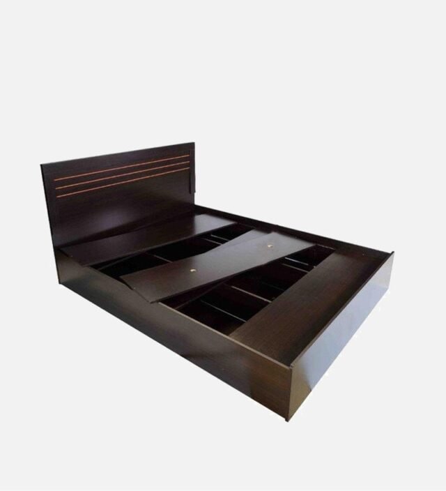 Kuruma Queen Size Bed With Storage In Wenge Finish