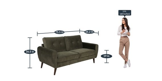 Merida 3 Seater Velvet Sofa In Dark Olive Colour