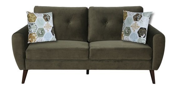 Merida 3 Seater Velvet Sofa In Dark Olive Colour