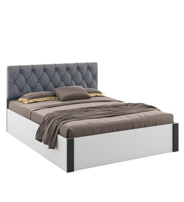 Orbit Queen Size Bed With Box Storage In Frosty White Colour