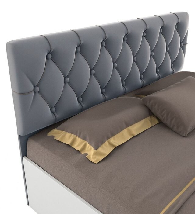 Orbit Queen Size Bed With Box Storage In Frosty White Colour