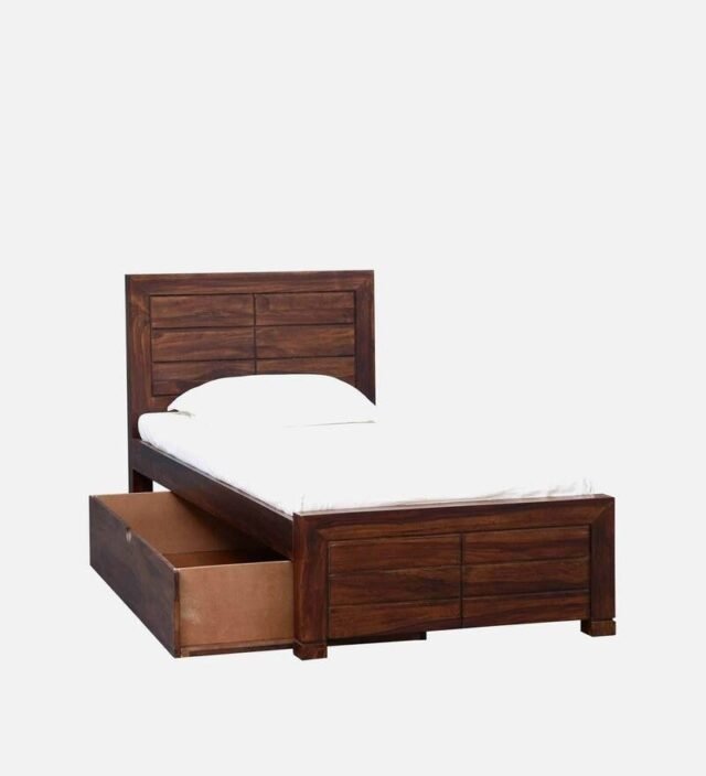 Segur Solid Wood Single Bed With Drawer Storage In Provincial Teak Finish
