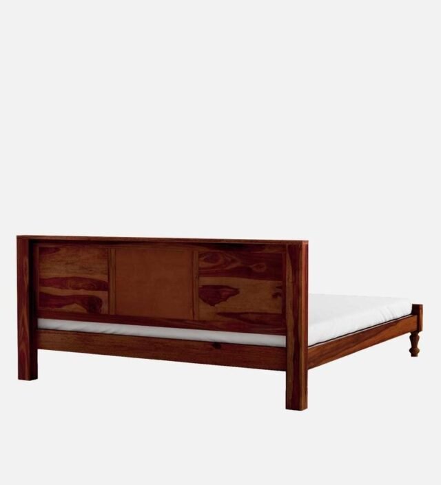 Siramika Solid Wood King Size Bed In Honey Oak Finish