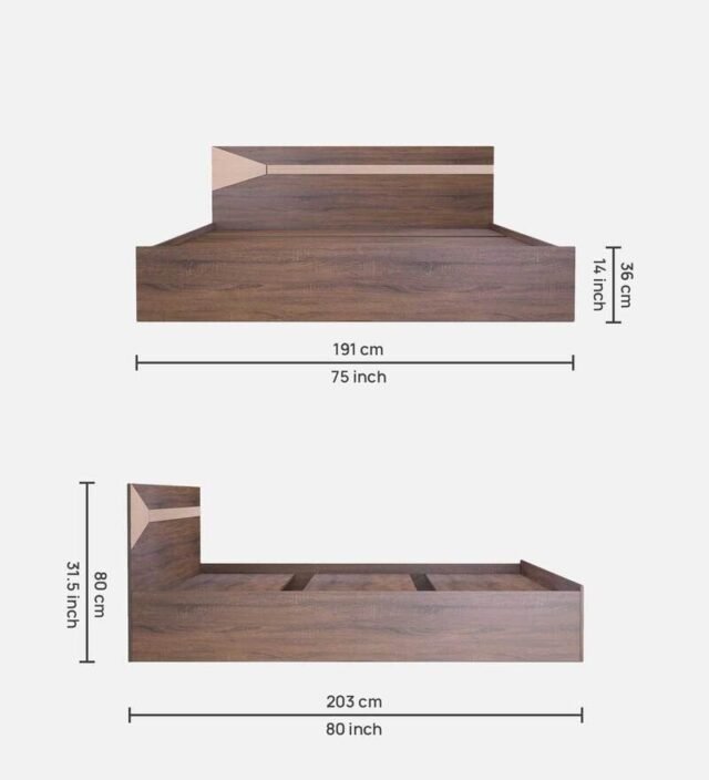 Tenchi King Size Bed In Walnut Finish