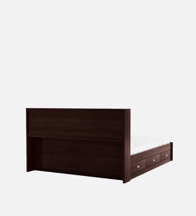 Tsukiko Queen Size Bed With Drawer Storage In Wenge Finish
