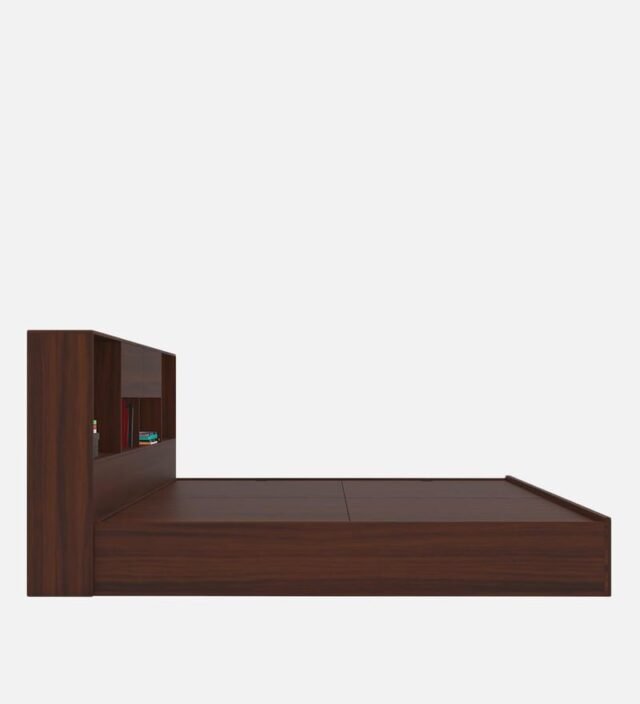Yume King Size Bed With Box Storage In Regato Walnut Colour